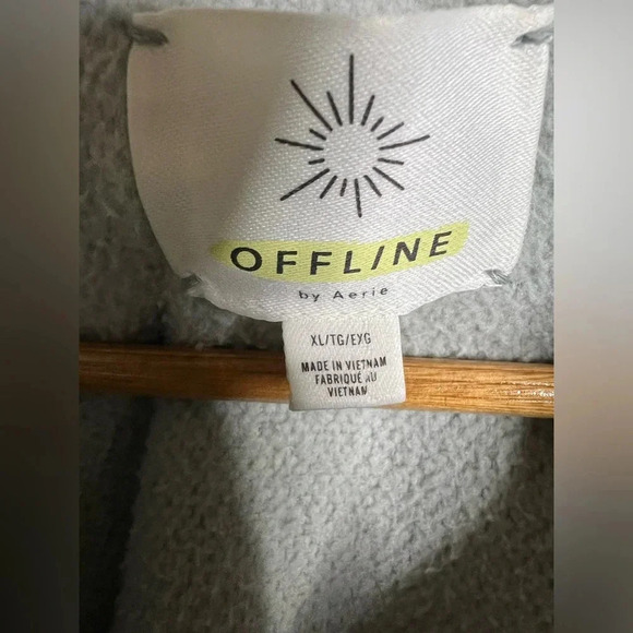Aerie Offline Light Green Cozy Sherpa Nylon Oversized Half Zip. Size XLarge - Picture 9 of 10